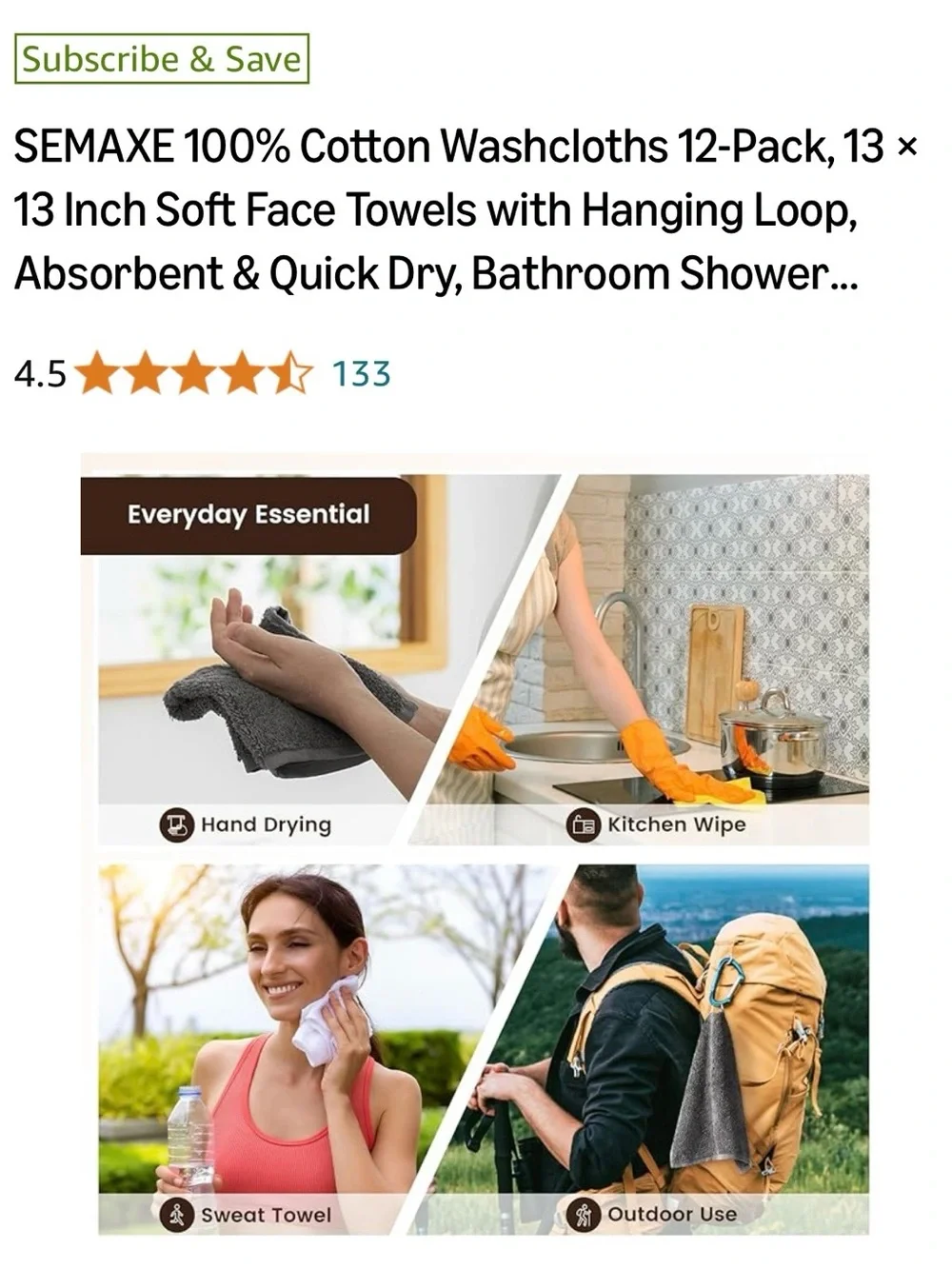 12-Pack Plumgarden Cotton Hand Towels - Peach with Red & Brown Accent